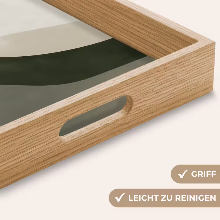 Japandi - Groen - Abstract - Modern Dienblad Rechthoek middel -USP_HandgreepDE