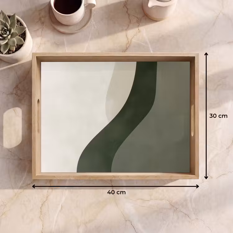Japandi - Groen - Abstract - Modern Dienblad Rechthoek middel -USP_Formaat