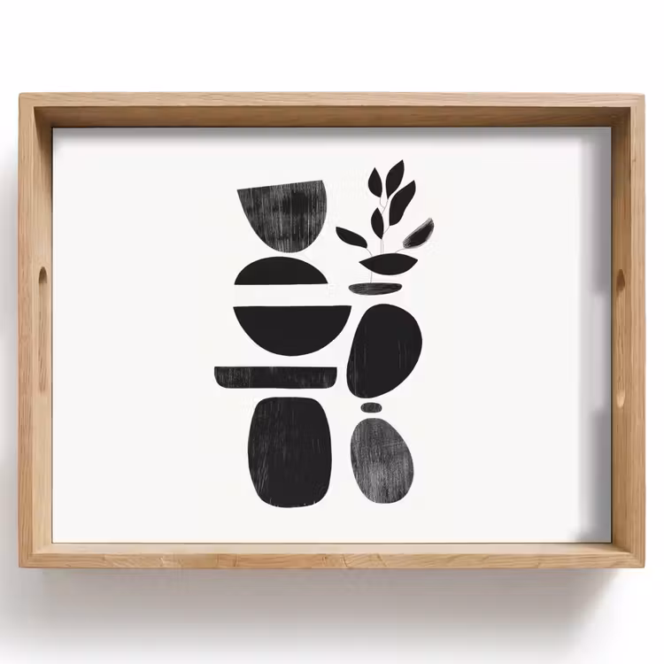 Japandi - Zwart - Abstract Dienblad Rechthoek middel -z3d_shopping
