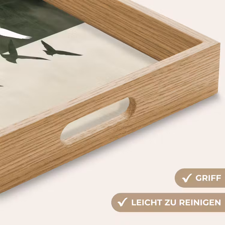 Japandi - Vogel - Groen Dienblad Rechthoek middel -USP_HandgreepDE