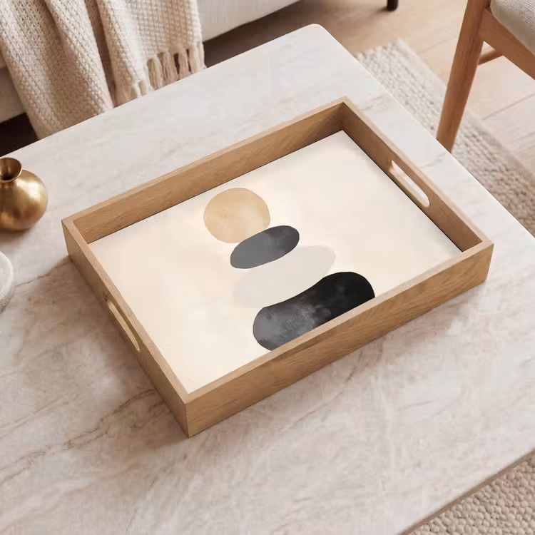 Japandi - Wabi sabi - Beige Dienblad Rechthoek middel -sfeer1