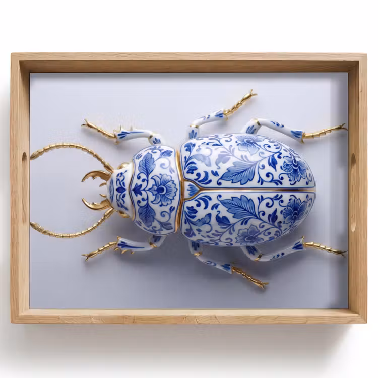 Kever - Delfts - Blauw - Goud Dienblad Rechthoek middel -z3d_shopping