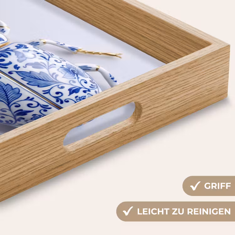 Kever - Delfts - Blauw - Goud Dienblad Rechthoek middel -USP_HandgreepDE