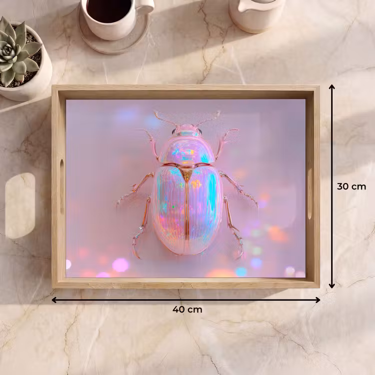 Kever - Metallic - Lichteffect - Roze Dienblad Rechthoek middel -USP_Formaat