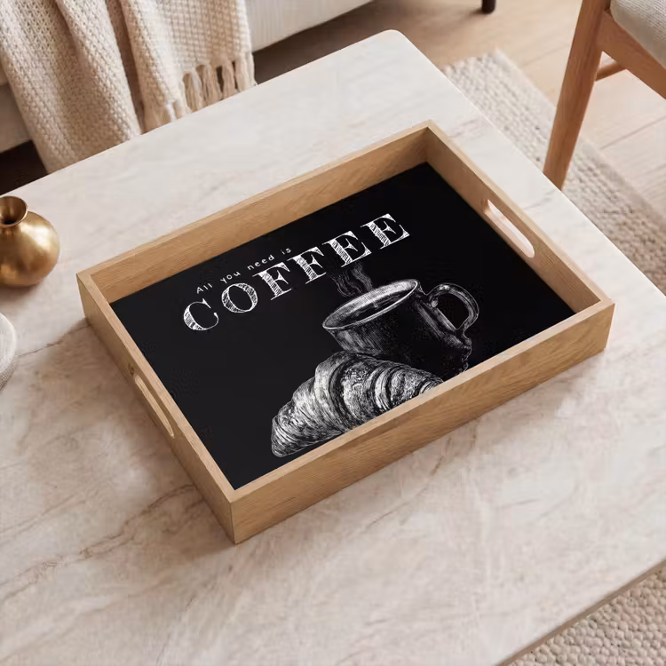 Koffie - Croissant - Tekst Dienblad Rechthoek middel -sfeer1