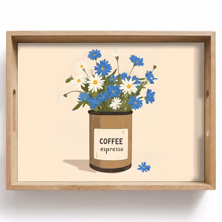 Coffee - Blik - Minimalistisch - Bloemen Dienblad Rechthoek middel -z3d_shopping