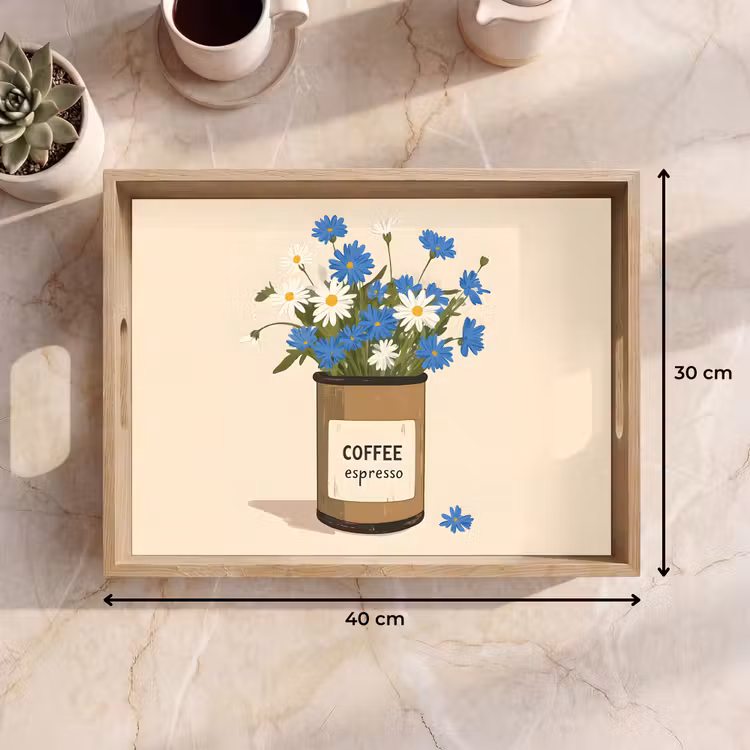 Coffee - Blik - Minimalistisch - Bloemen Dienblad Rechthoek middel -USP_Formaat