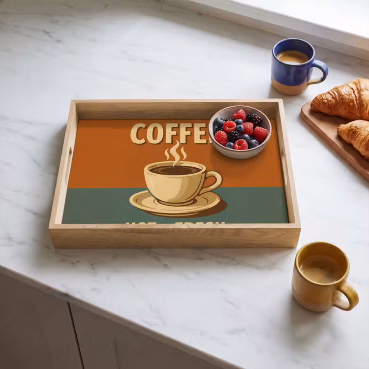 Koffie - Kop - Vintage - Quote Dienblad Rechthoek middel -sfeer2