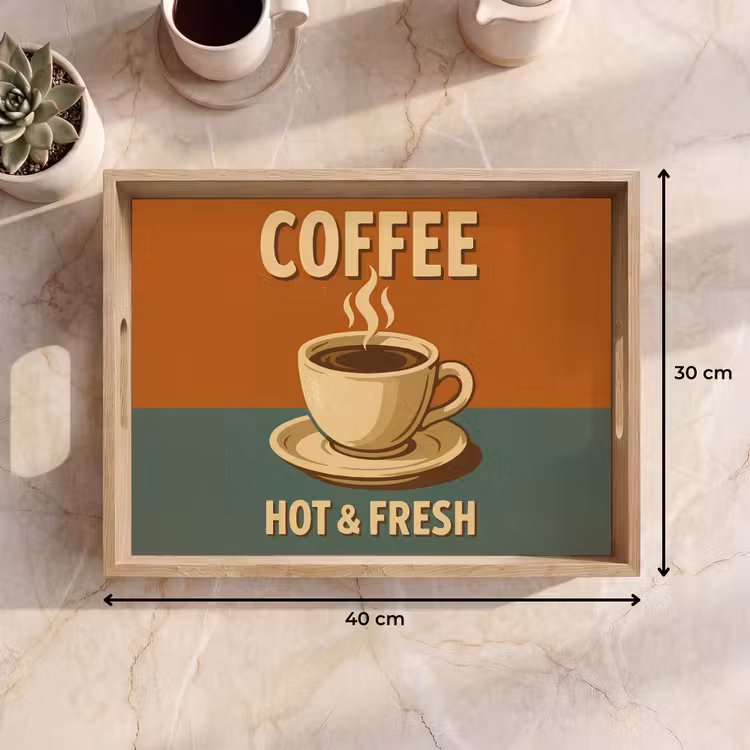 Koffie - Kop - Vintage - Quote Dienblad Rechthoek middel -USP_Formaat