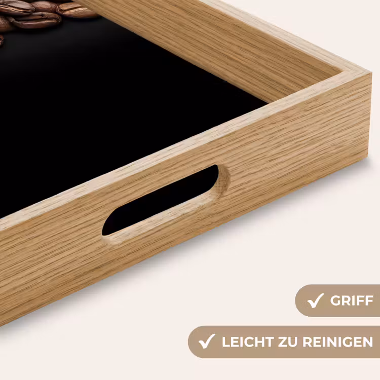 Koffiebonen - Zwart - Eenvoudig Dienblad Rechthoek middel -USP_HandgreepDE