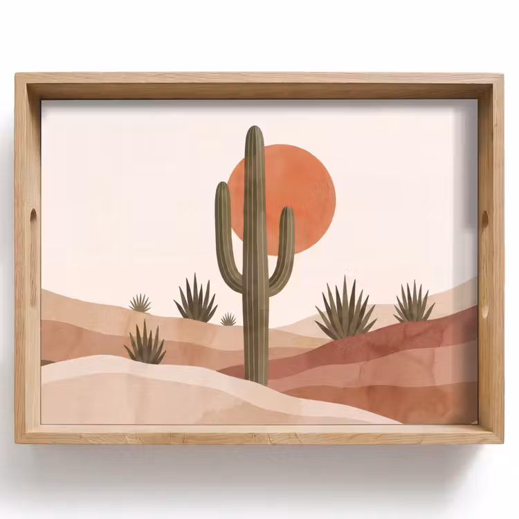 Cactus - Duinen - Modern - Landschap - Groen Dienblad Rechthoek middel -z3d_shopping
