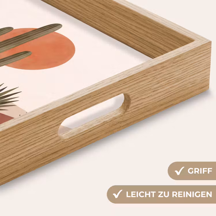 Cactus - Duinen - Modern - Landschap - Groen Dienblad Rechthoek middel -USP_HandgreepDE