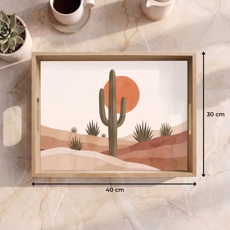 Cactus - Duinen - Modern - Landschap - Groen Dienblad Rechthoek middel -USP_Formaat