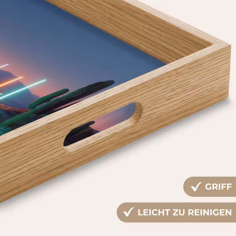 Cactus - Lichtzuilen - Zonsondergang Dienblad Rechthoek middel -USP_HandgreepDE