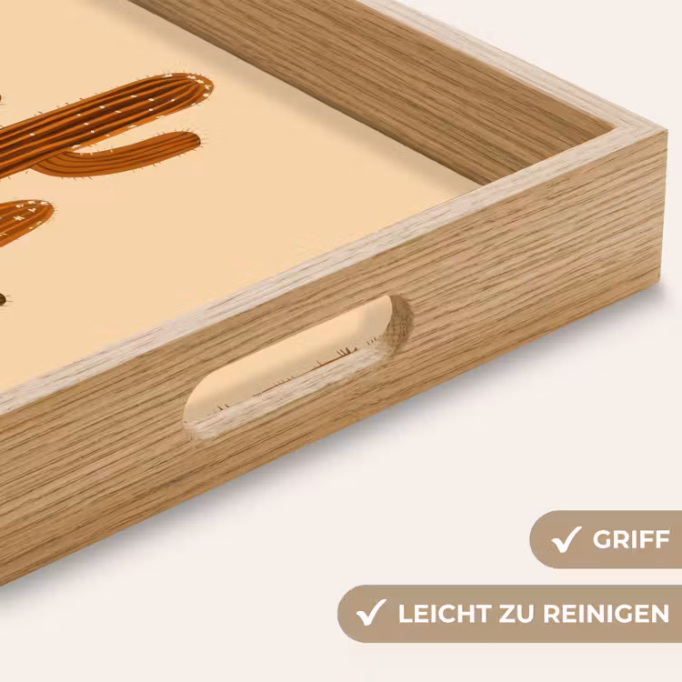 Cactus - Woestijn - Zand - Bruin Dienblad Rechthoek middel -USP_HandgreepDE