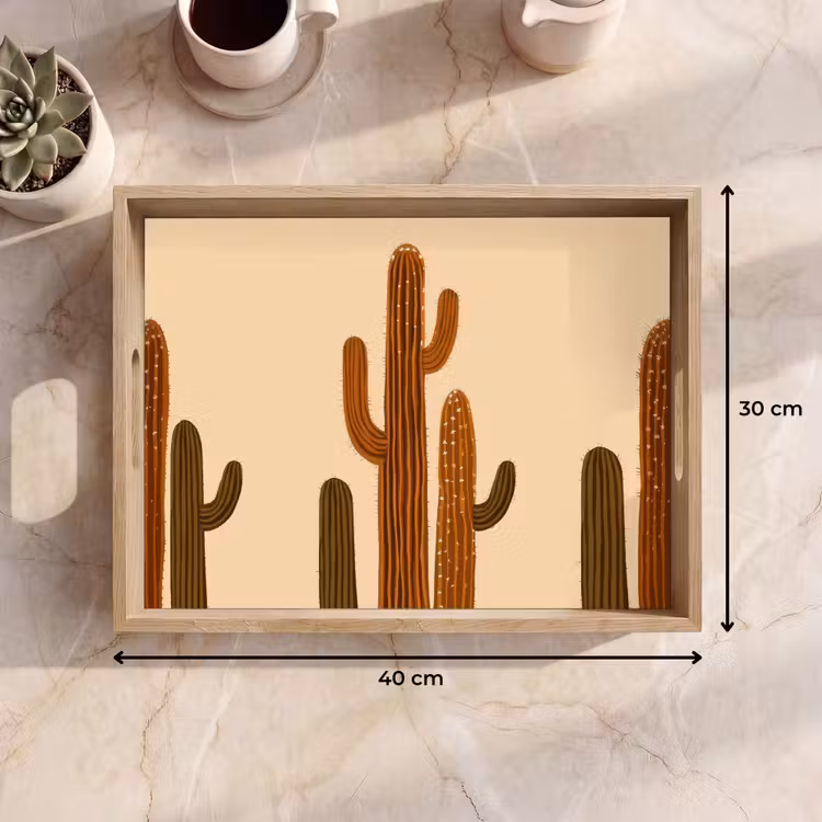 Cactus - Woestijn - Zand - Bruin Dienblad Rechthoek middel -USP_Formaat