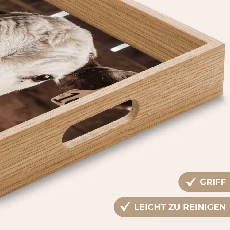 Kalf - Oormerk - Houten stal Dienblad Rechthoek middel -USP_HandgreepDE