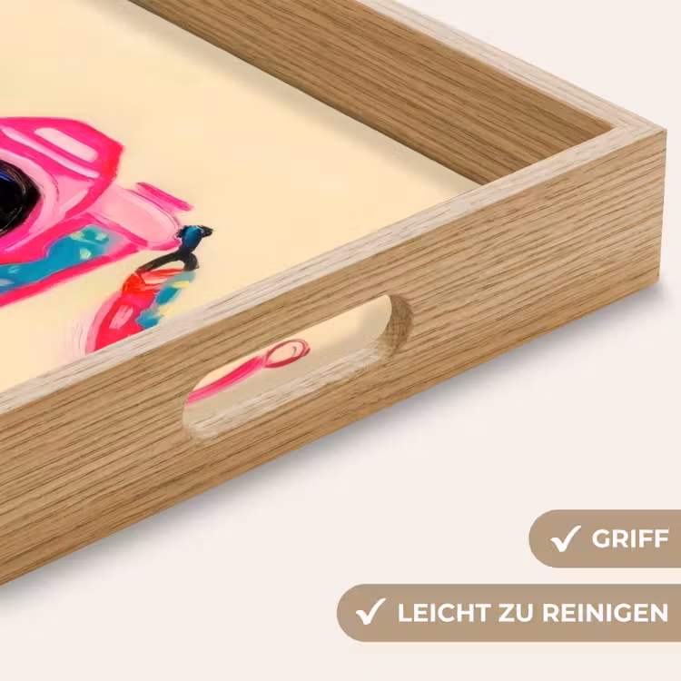 Camera - Memories - Roze - Geschilderd Dienblad Rechthoek middel -USP_HandgreepDE
