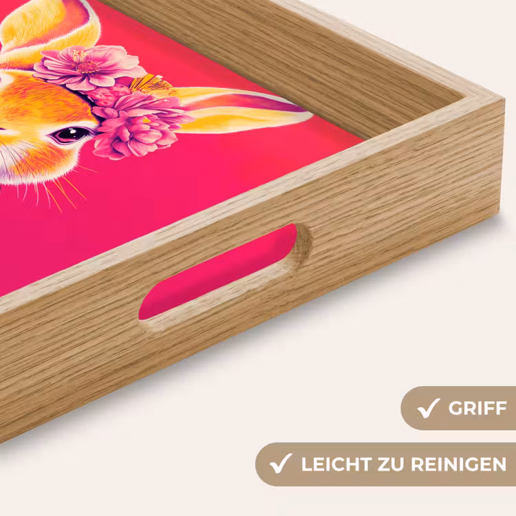 Konijn - Bloemen - Kleurrijk - Kimono Dienblad Rechthoek middel -USP_HandgreepDE