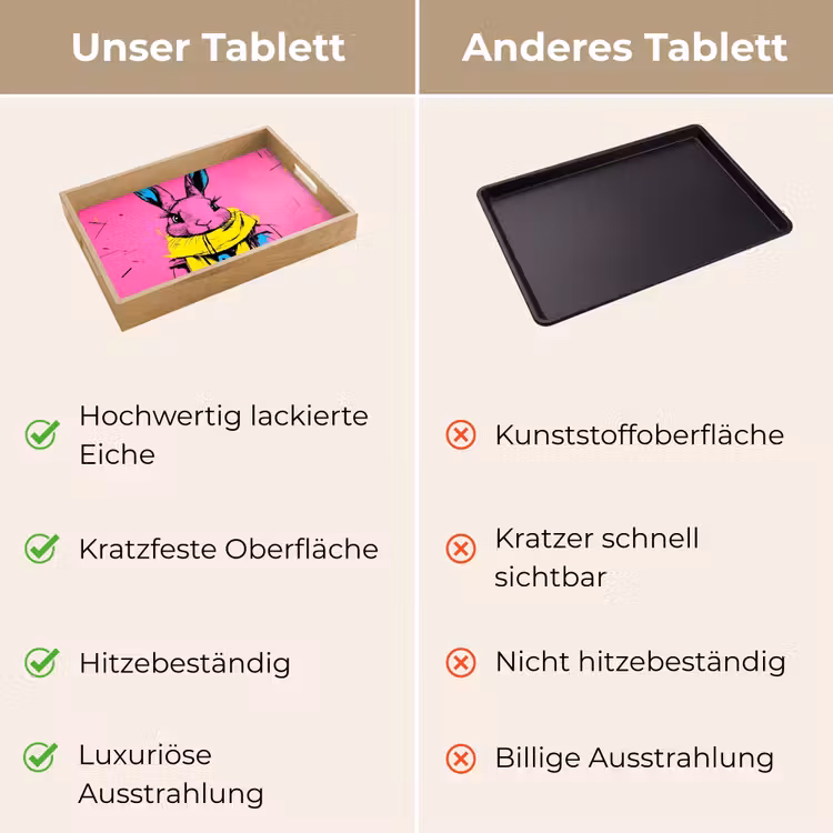 Konijn - Felroze - Sjaal - Abstract Dienblad Rechthoek middel -USP_VergelijkingDE