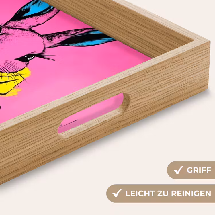 Konijn - Felroze - Sjaal - Abstract Dienblad Rechthoek middel -USP_HandgreepDE
