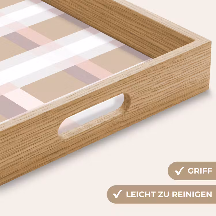 Ruitpatroon - Aardetinten - Minimalistisch Dienblad Rechthoek middel 911 -USP_HandgreepDE