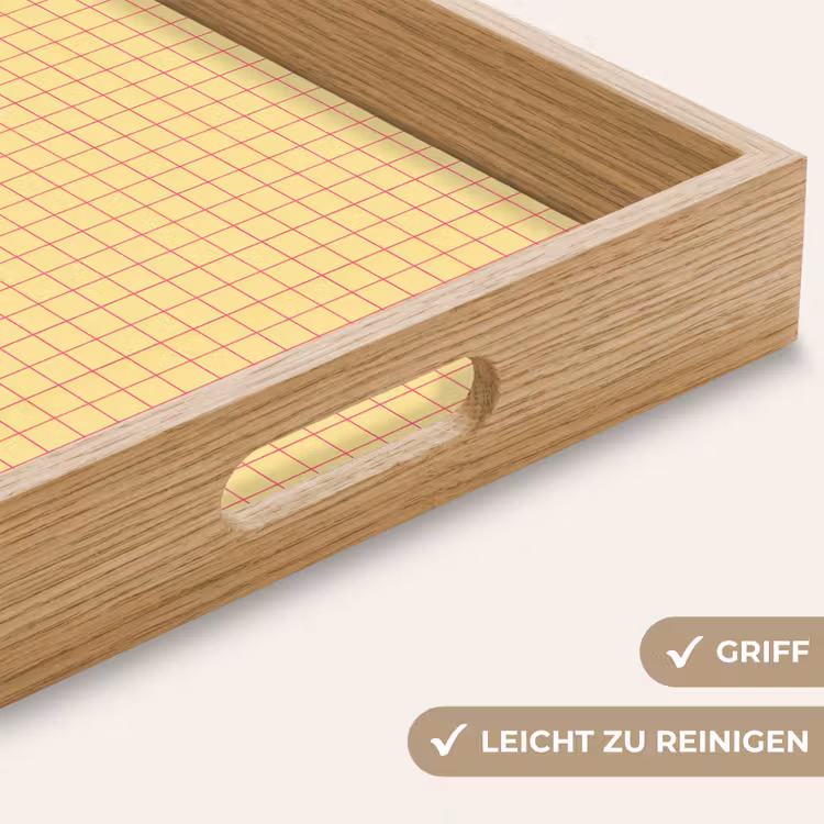 Ruitjes - Grid - Minimalistisch - Geel - Roze Dienblad Rechthoek middel 911 -USP_HandgreepDE