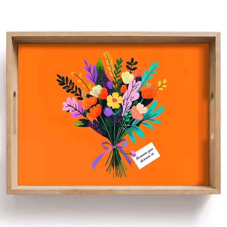 Kaartje - Boeket - Bloemen Dienblad Rechthoek middel -z3d_shopping