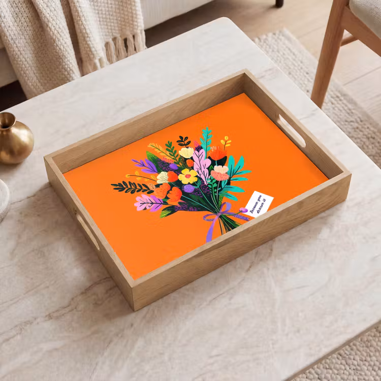 Kaartje - Boeket - Bloemen Dienblad Rechthoek middel -sfeer1