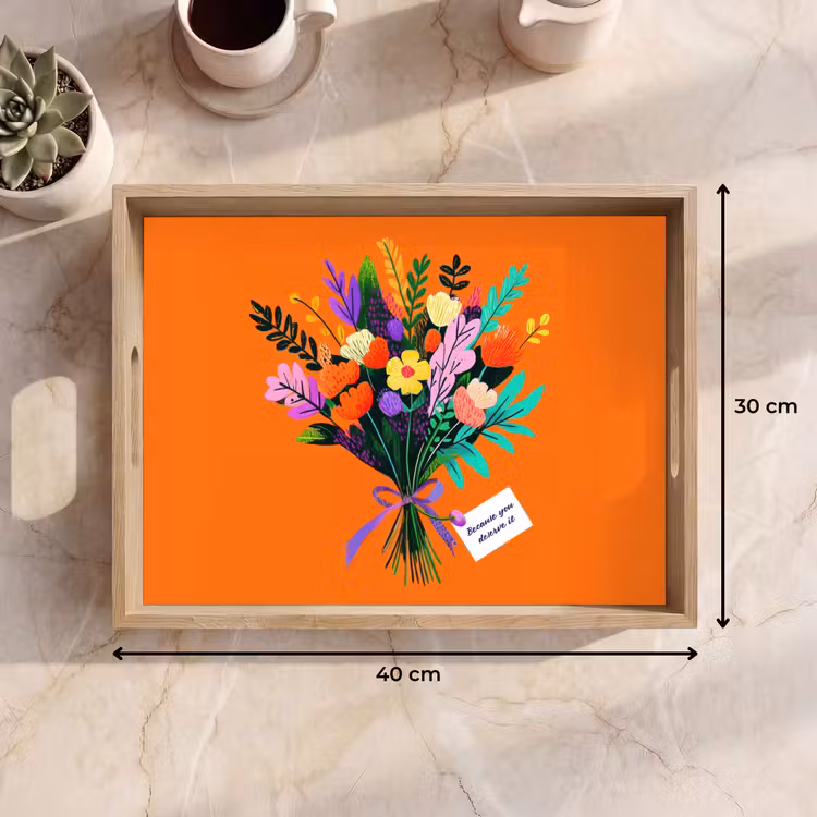 Kaartje - Boeket - Bloemen Dienblad Rechthoek middel -USP_Formaat