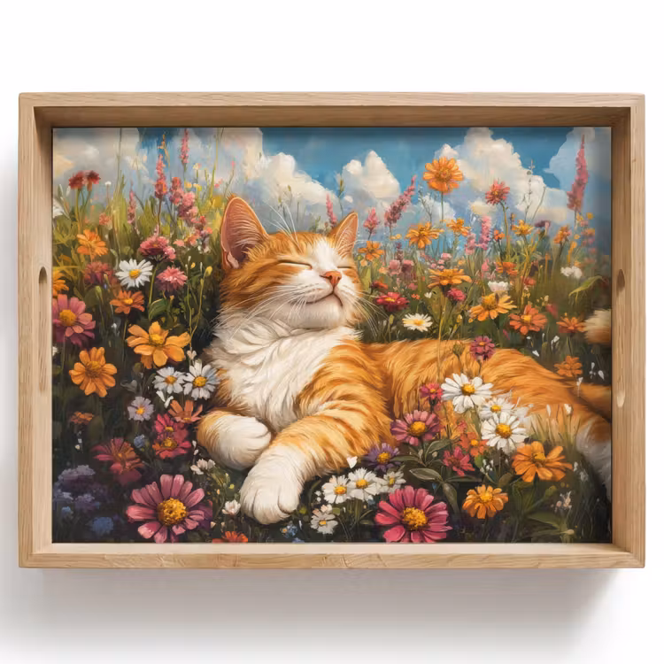 Kat - Bloemen - Ontspannen Dienblad Rechthoek middel -z3d_shopping