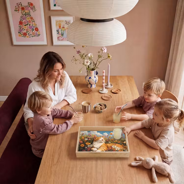 Kat - Bloemen - Ontspannen Dienblad Rechthoek middel -sfeer4