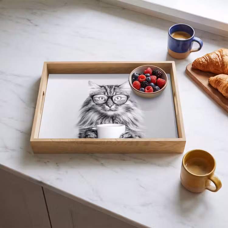 Kat - Bril - Mok - Pluizig Dienblad Rechthoek middel -sfeer2