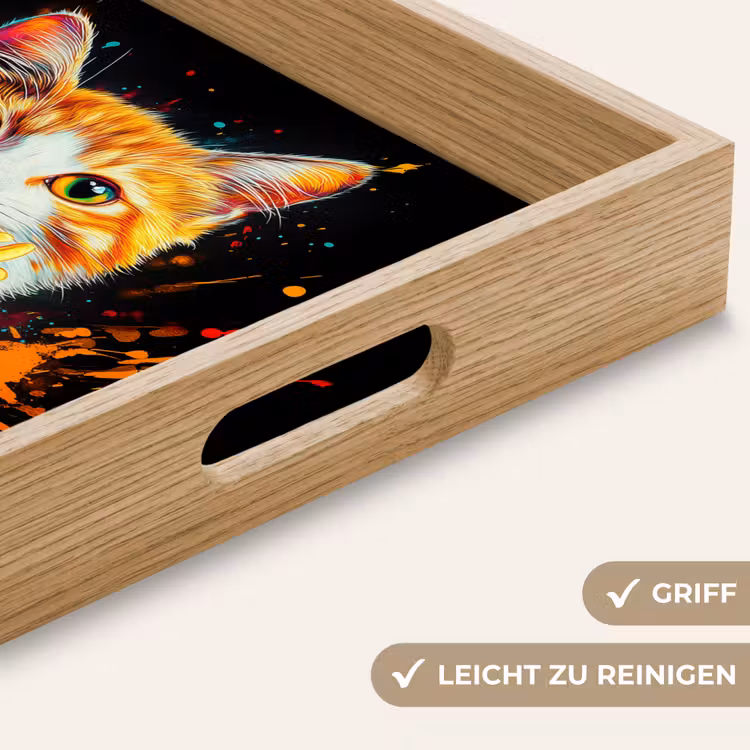 Kat - Eten - Patat - Graffiti - Abstract Dienblad Rechthoek middel -USP_HandgreepDE