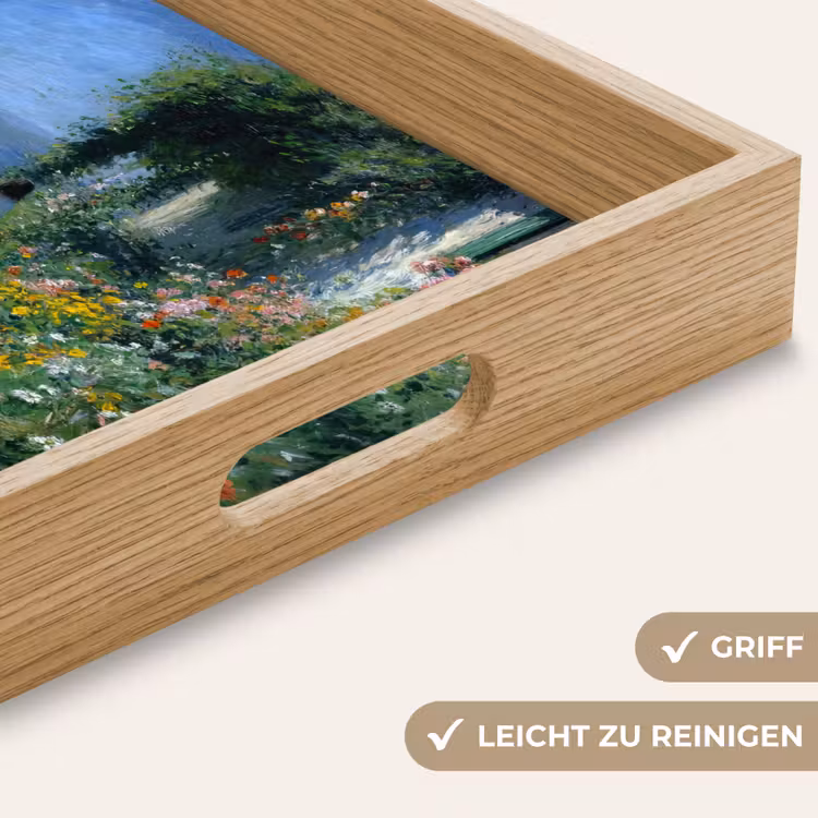 Kat - Vrouw - Bloemen - Huis Dienblad Rechthoek middel -USP_HandgreepDE
