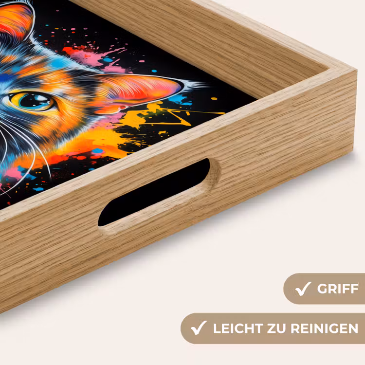 Kat - Graffiti - Kleurrijk - Wafel - Eten Dienblad Rechthoek middel -USP_HandgreepDE