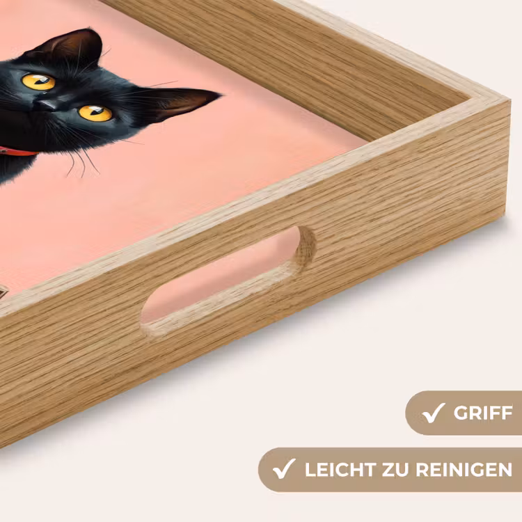 Kat - Pompoen - Roze Dienblad Rechthoek middel -USP_HandgreepDE
