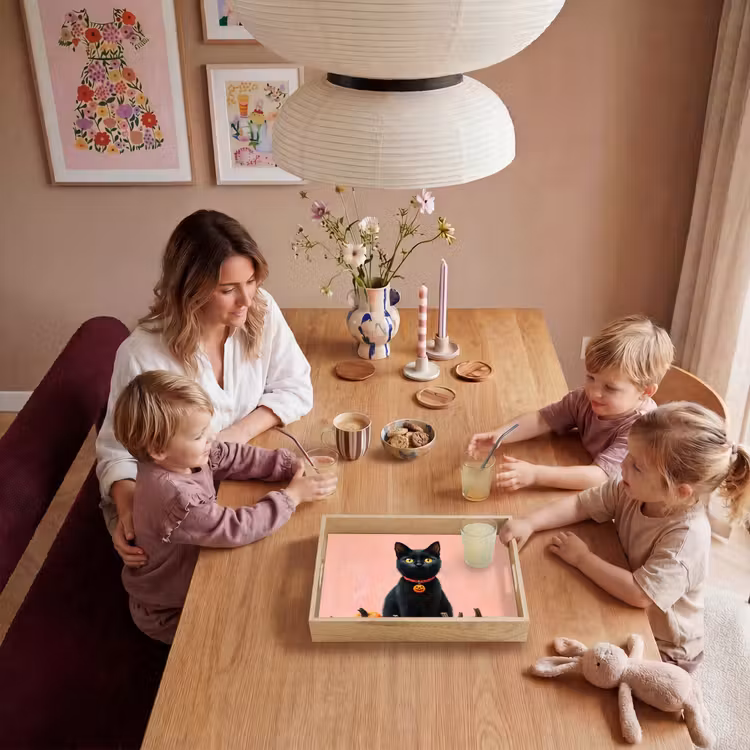 Kat - Pompoen - Roze Dienblad Rechthoek middel -sfeer4