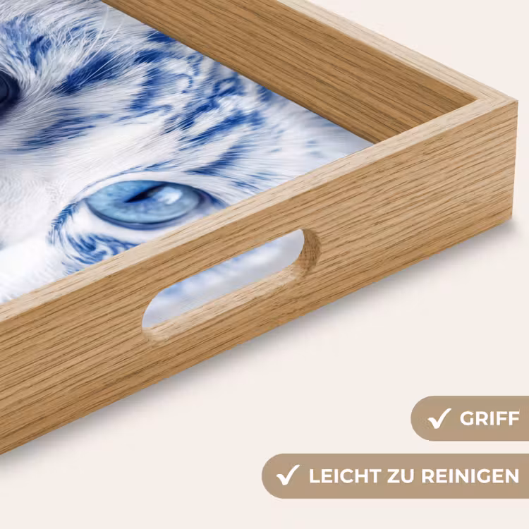 Kat - Patroon - Blauw Dienblad Rechthoek middel -USP_HandgreepDE