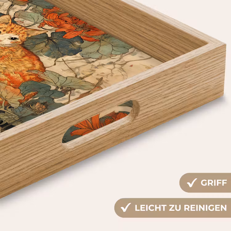 Kat - Sierlijk - Bloemen Dienblad Rechthoek middel -USP_HandgreepDE
