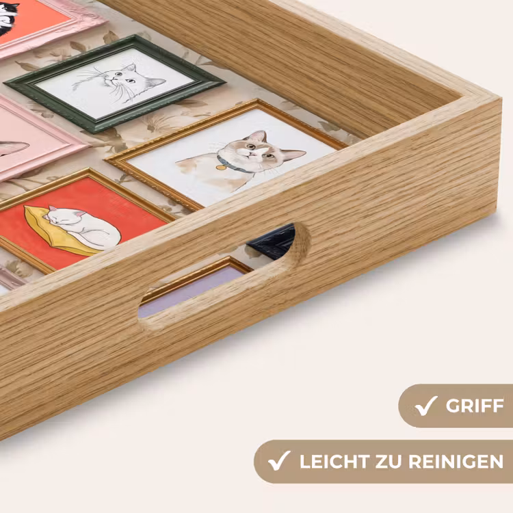 Kat - Portret - Dieren - Illustratie - Lijst Dienblad Rechthoek middel -USP_HandgreepDE