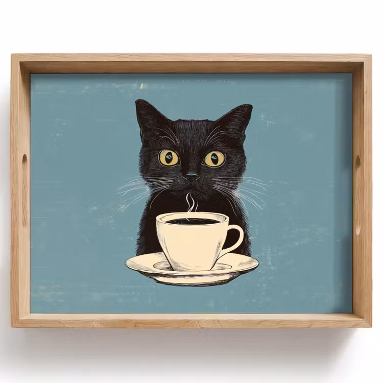 Kat - Zwart - Koffie - Minimalistisch Dienblad Rechthoek middel -z3d_shopping