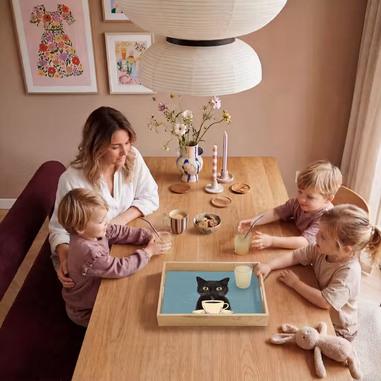 Kat - Zwart - Koffie - Minimalistisch Dienblad Rechthoek middel -sfeer4