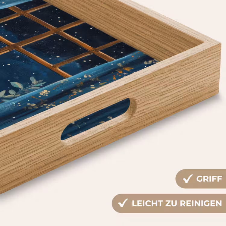 Kat - Sterrenhemel - Blauw Dienblad Rechthoek middel -USP_HandgreepDE