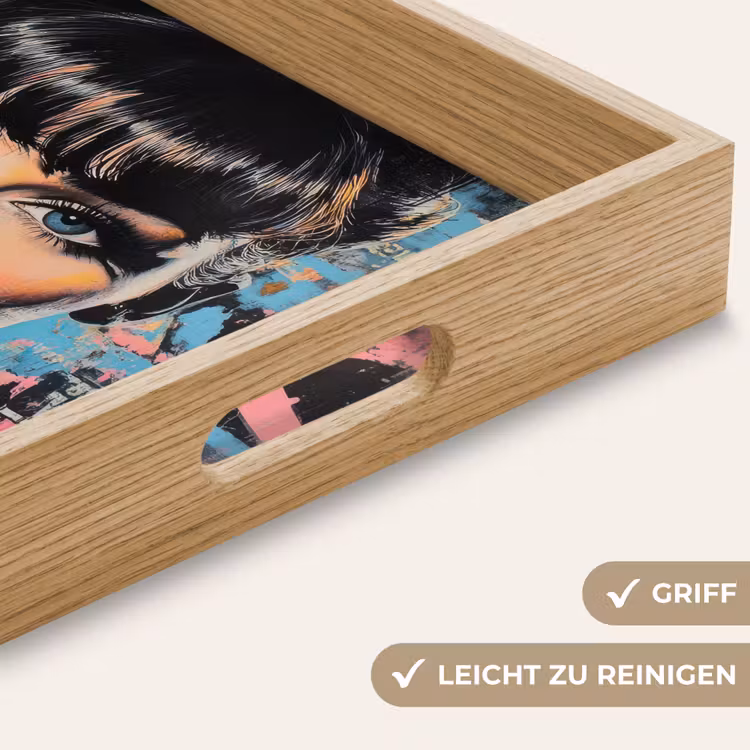 Kauwgom - Vrouw - Penseelstreken - Modern Dienblad Rechthoek middel -USP_HandgreepDE