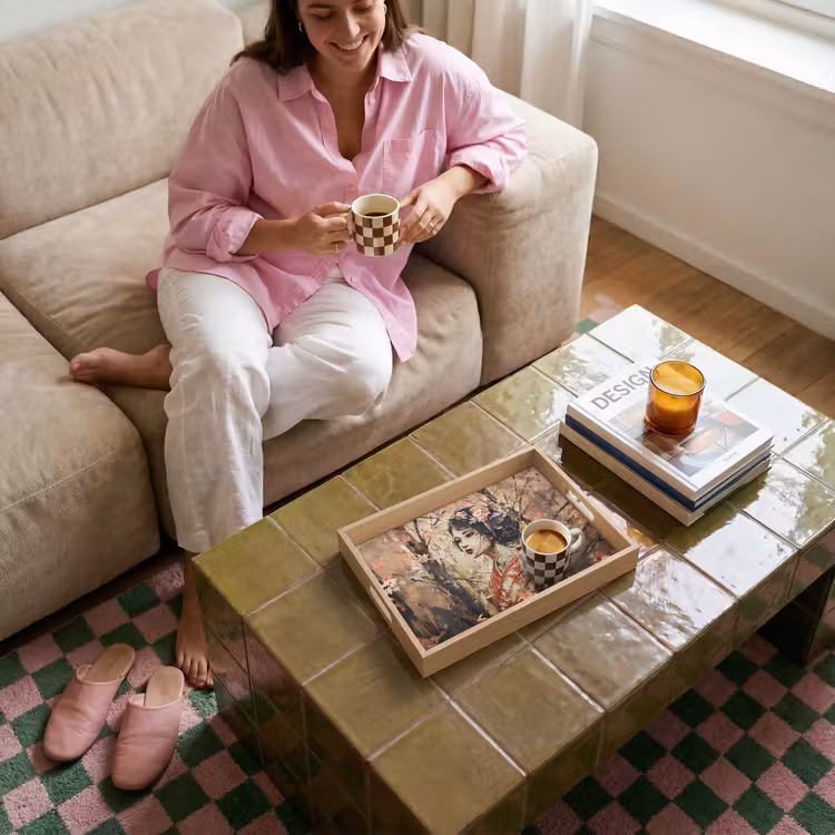 Kimono - Vrouw - kersenbomen Dienblad Rechthoek middel -sfeer3