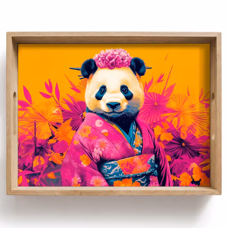 Kimono - Roze - Panda - Bloemenkroon Dienblad Rechthoek middel -z3d_shopping