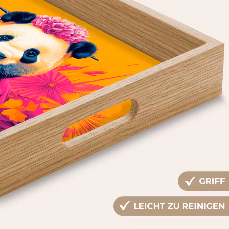 Kimono - Roze - Panda - Bloemenkroon Dienblad Rechthoek middel -USP_HandgreepDE