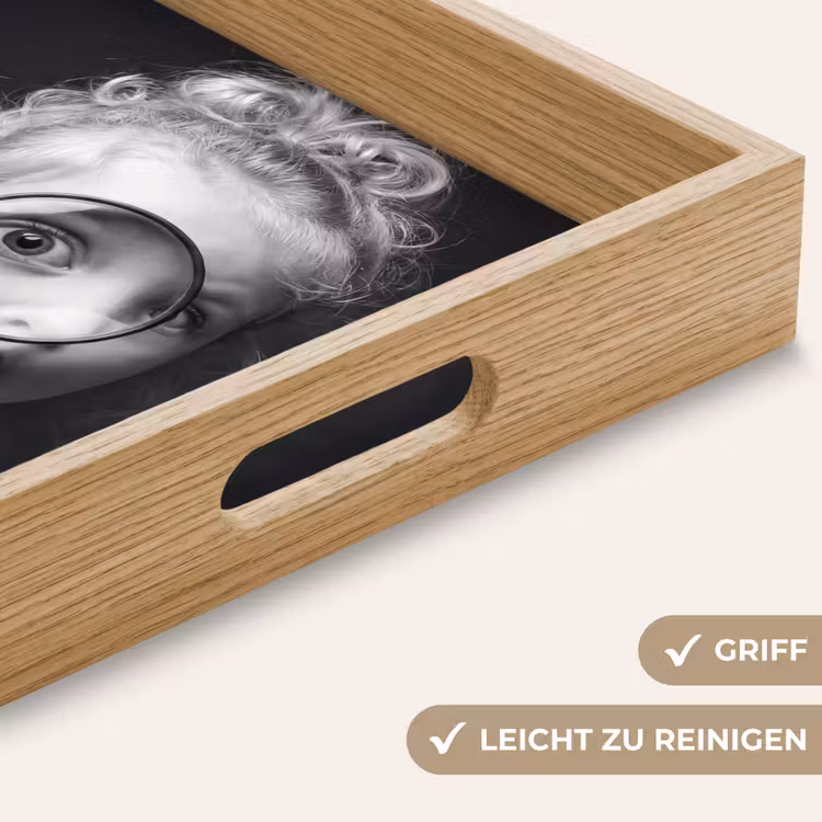 Kind - Vergrootglas - Portret - Zwart-wit Dienblad Rechthoek middel -USP_HandgreepDE