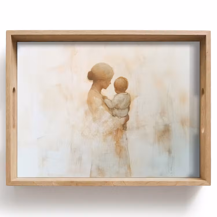 Kind - Moeder - Waterverfschilderij Dienblad Rechthoek middel -z3d_shopping